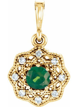 14K White Gold Natural Ruby & .06 CTW Natural Diamond Halo-Style Pendant