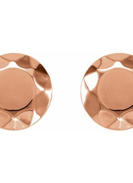 14K Rose Gold Faceted Circle Stud Earrings