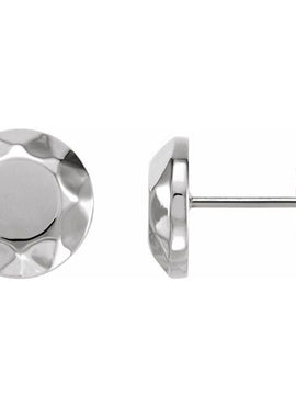 14K Rose Gold Faceted Circle Stud Earrings