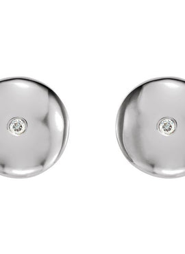 14K White Gold  .03 CTW Natural Diamond Domed Earrings