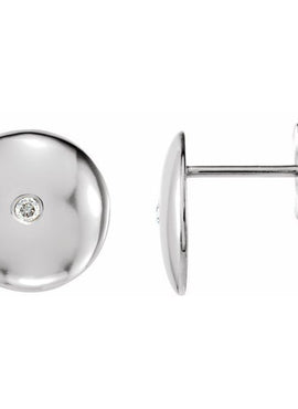 14K White Gold  .03 CTW Natural Diamond Domed Earrings