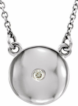 14K White Gold .02 CTW Natural Diamond Domed 16 1/2