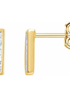 14K Yellow Gold 1/3 CTW Natural Diamond Baguette Bar Earrings