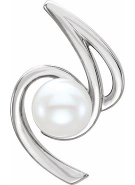 Platinum Cultured White Freshwater Pearl Pendant