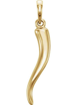 14K Yellow Gold Italian Horn Pendant