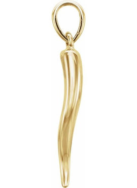14K Yellow Gold Italian Horn Pendant