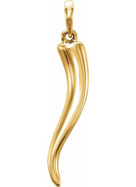 14K Yellow Gold Italian Horn Pendant