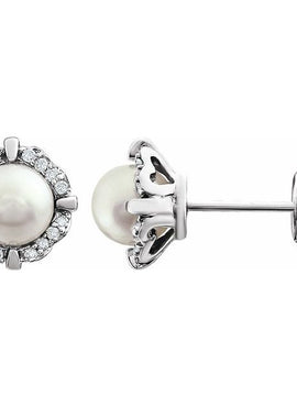 14K White Gold Natural Mozambique Garnet & 1/10 CTW Natural Diamond Earrings