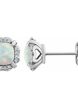 14K White Gold Natural Mozambique Garnet & 1/10 CTW Natural Diamond Earrings