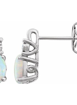 14K White Gold Natural Mozambique Garnet & .02 CTW Natural Diamond Earrings