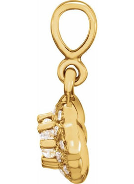14K Yellow Gold Natural Emerald & .04 CTW Natural Diamond Halo-Style Pendant