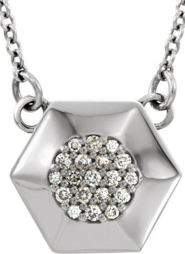 14K White Gold .08 CTW Natural Diamond Geometric 16.5