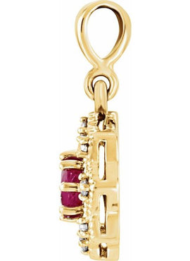 14K White Gold Natural Ruby & .06 CTW Natural Diamond Halo-Style Pendant