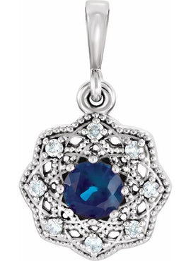 14K White Gold Natural Ruby & .06 CTW Natural Diamond Halo-Style Pendant
