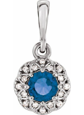 14K Yellow Gold Natural Emerald & .04 CTW Natural Diamond Halo-Style Pendant