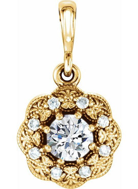 14K White Gold Natural Blue Sapphire & .06 CTW Natural Diamond Pendant