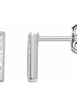 14K Yellow Gold 1/3 CTW Natural Diamond Baguette Bar Earrings
