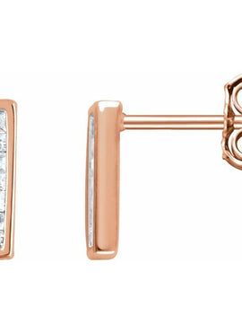 14K Yellow Gold 1/3 CTW Natural Diamond Baguette Bar Earrings