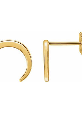 14K White Gold Crescent Earrings