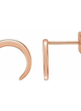 14K White Gold Crescent Earrings