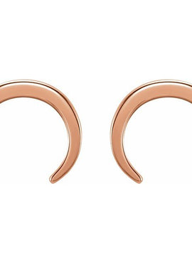 14K White Gold Crescent Earrings