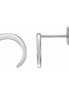 14K White Gold Crescent Earrings