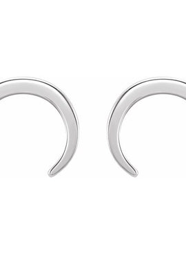 14K White Gold Crescent Earrings