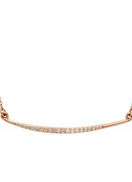 14K White Gold 1/8 CTW Natural Diamond Curved Bar 16