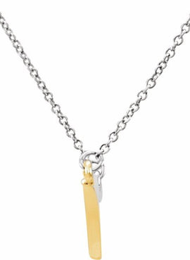 14K White/Yellow Gold Freeform Bar 16