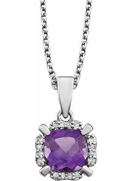 14K White Gold Lab-Grown Blue Sapphire & .04 CTW Natural Diamond 18