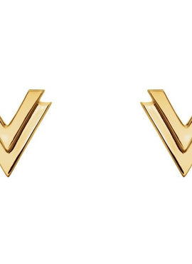14K White Gold 8 mm Double V Earrings