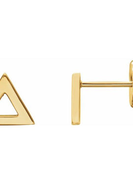14K Yellow Gold Triangle Earrings