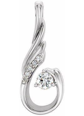 14K White Gold 1/10 CTW Natural Diamond Pendant
