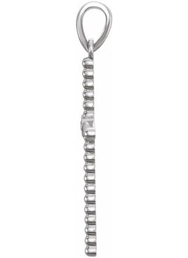 14K Yellow Gold 33.3x17.6 mm .03 CTW Natural Diamond Beaded Cross Pendant