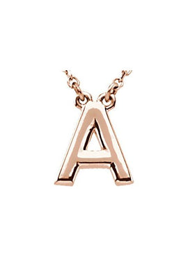 14K Rose Gold Block Initial A 16