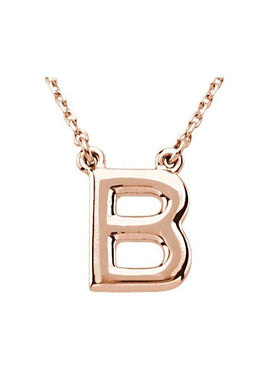 14K Rose Gold Block Initial A 16