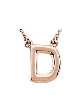 14K Rose Gold Block Initial A 16