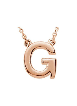 14K Rose Gold Block Initial A 16