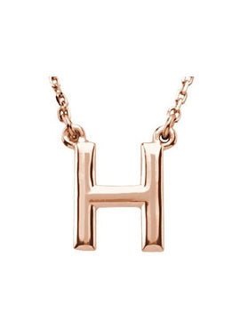 14K Rose Gold Block Initial A 16