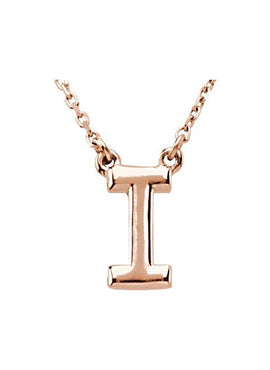 14K Rose Gold Block Initial A 16