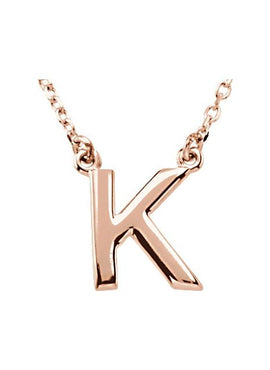 14K Rose Gold Block Initial A 16