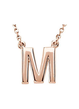 14K Rose Gold Block Initial A 16