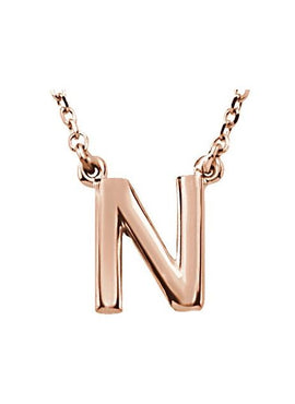 14K Rose Gold Block Initial A 16