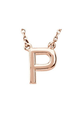 14K Rose Gold Block Initial A 16