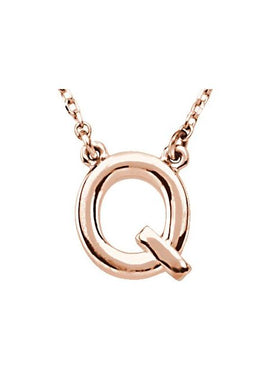 14K Rose Gold Block Initial A 16