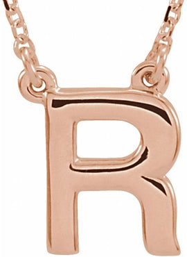 14K Rose Gold Block Initial A 16