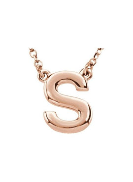 14K Rose Gold Block Initial A 16