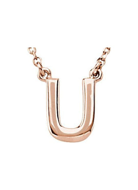 14K Rose Gold Block Initial A 16