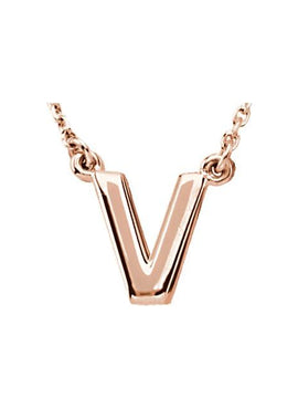 14K Rose Gold Block Initial A 16
