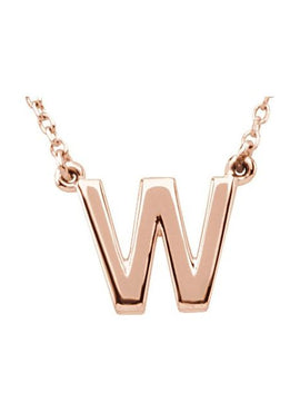 14K Rose Gold Block Initial A 16